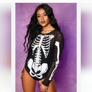 NWT BOOHOO 20 skeleton mesh bodysuit